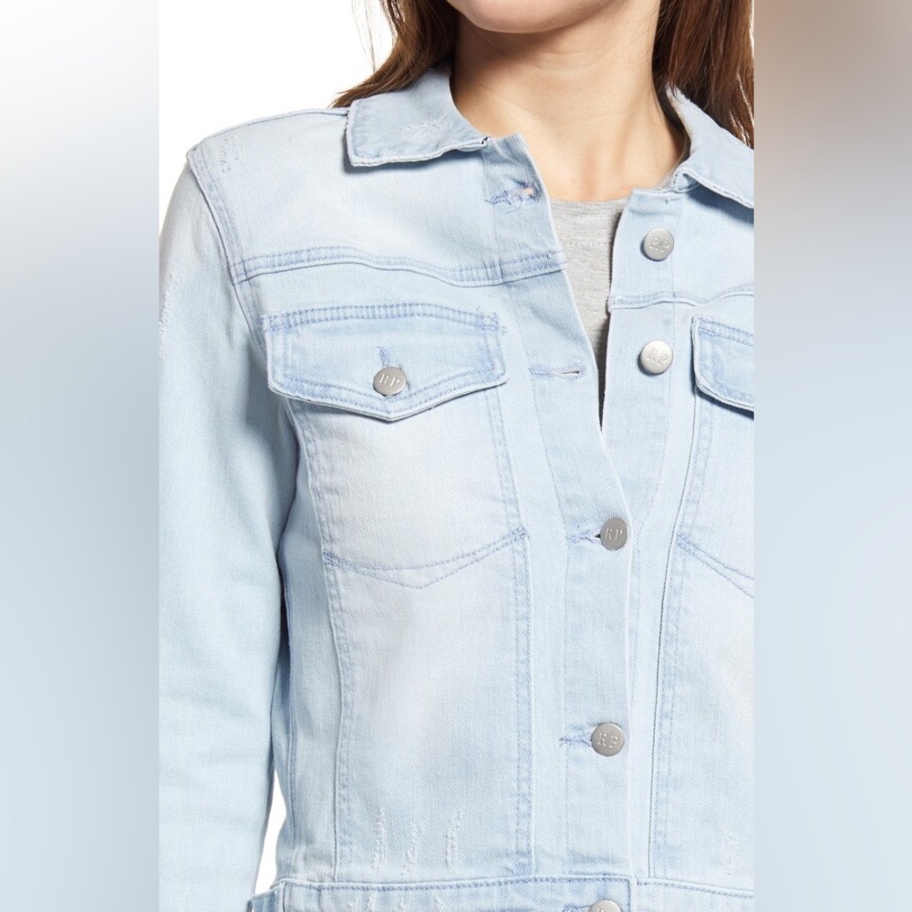 Rachel Parcell Distressed Denim Jacket Women’s Size Extra Large - Picture 4 of 11